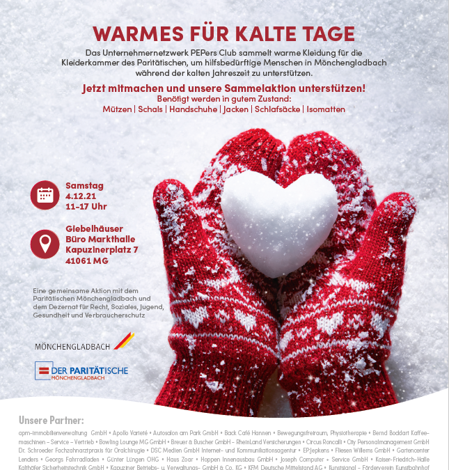 „Warmes für kalte Tage“ PEPers Sammelaktion für hilfsbedürftigte Menschen